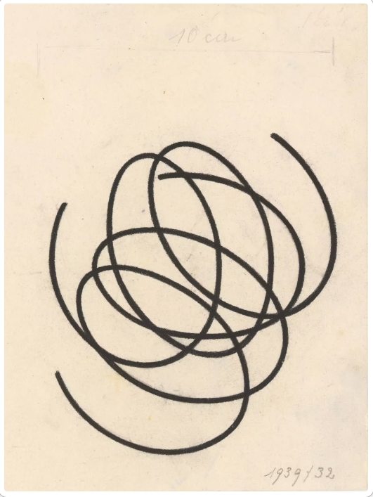 Sophie Taeuber-Arp, gestural circles study, ink on paper.